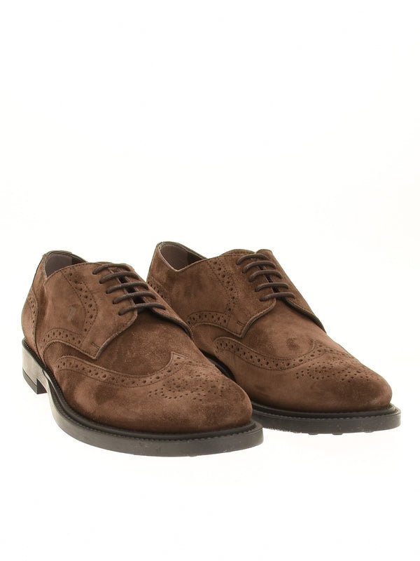 Brown Suede Logo Lace-Up Shoes - jentestore_global