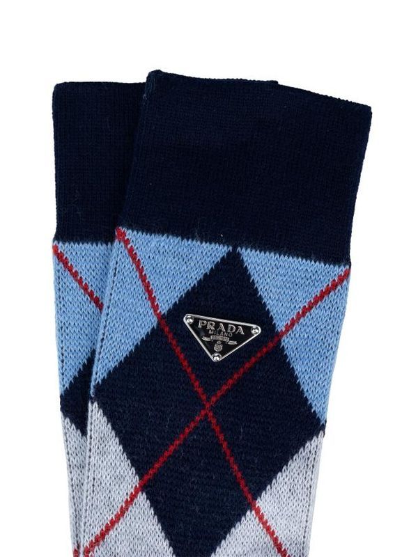 Triangle Logo Argyle Check Cotton Socks