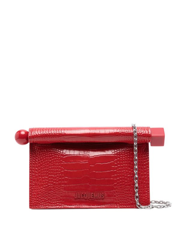 Crocodile Effect Leather Small Clutch Bag