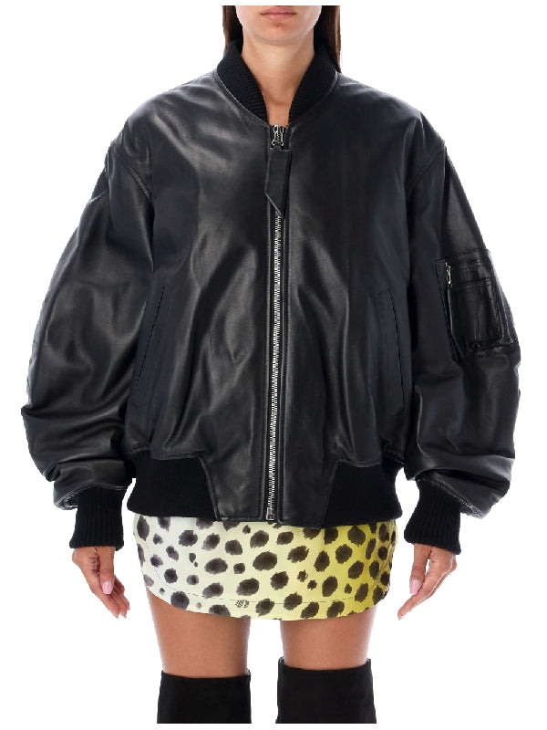 Anja Leather Bomber Jacket