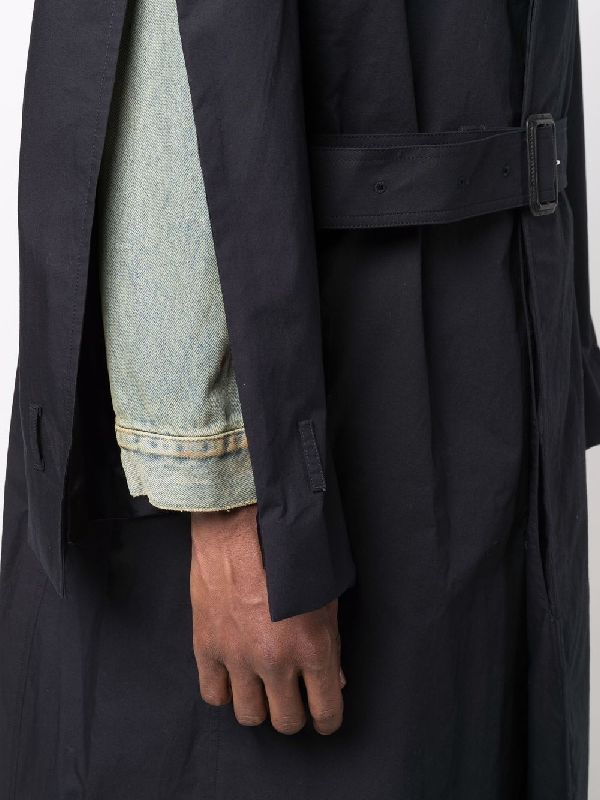 Back Stitch Denim Insert Trench Coat