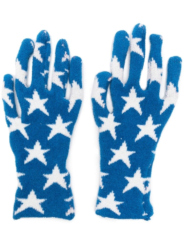 Star Intarsia Cotton Knit Gloves