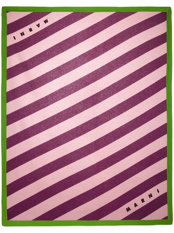 Pink Stripe Logo Crepe Cotton Beach Towel