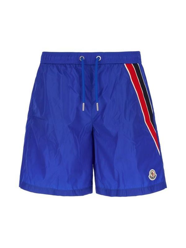 Logo Patch Stripe Swim Shorts