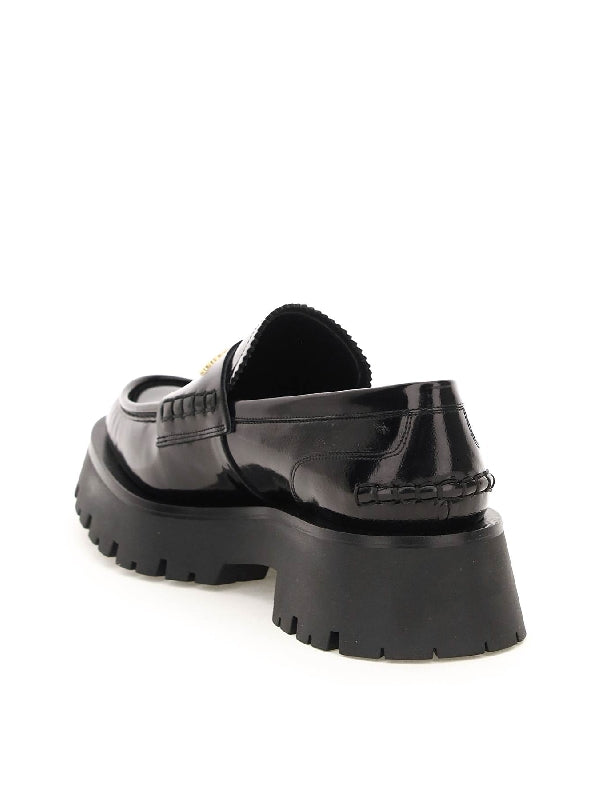 Metal Logo Leather Loafers - Jente
