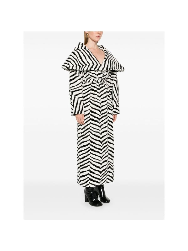 Animal Pattern Drape Collar Coat