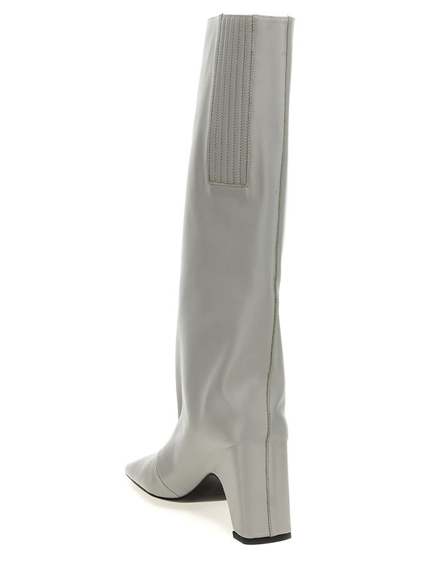 Logo Printing Leather High Boots