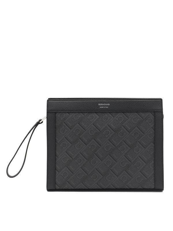 Allover Gancini Pattern Clutch Bag