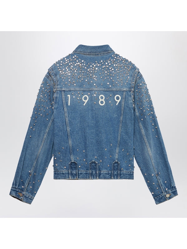 Crystal Embellished Trucker Denim Jacket