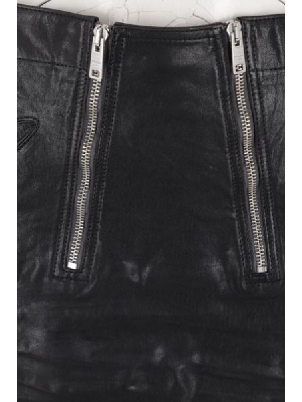 Zipper Decor Leather Skirt