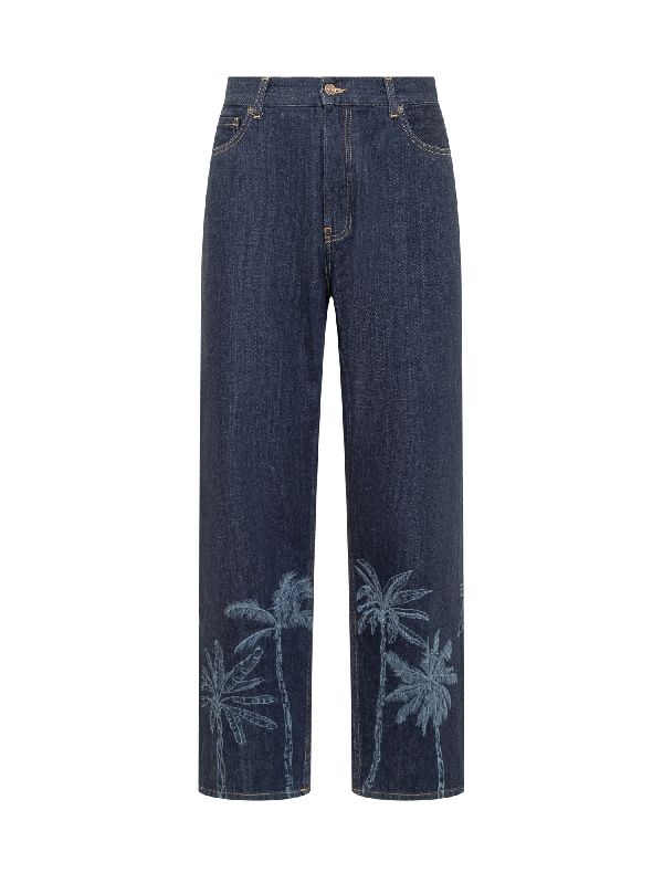 Graphic Printed Straight Denim Pants