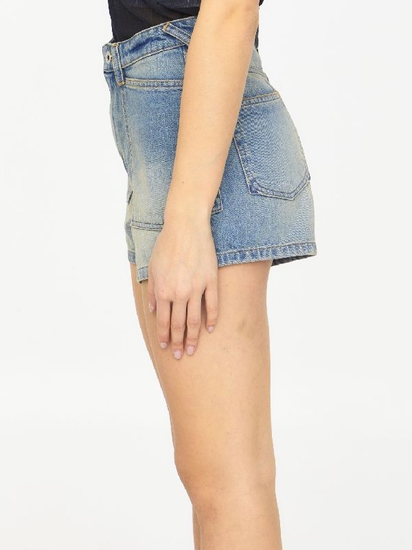 Back Logo Patch Denim Shorts