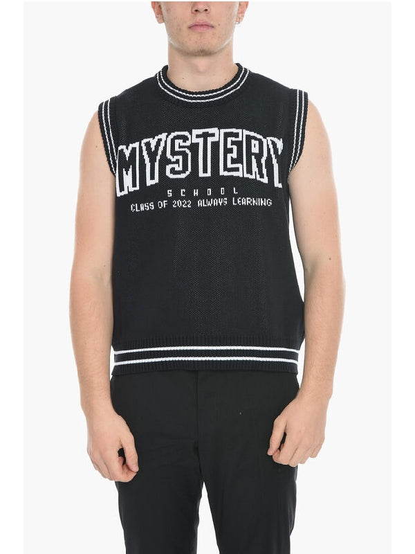 Logo Contrast Trimming Knit Vest