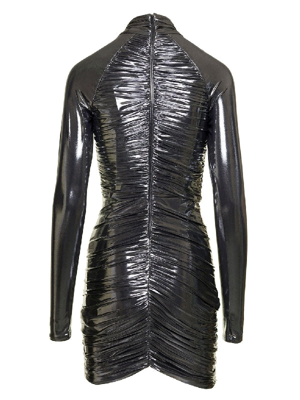 Metallic Drape Mini Dress
