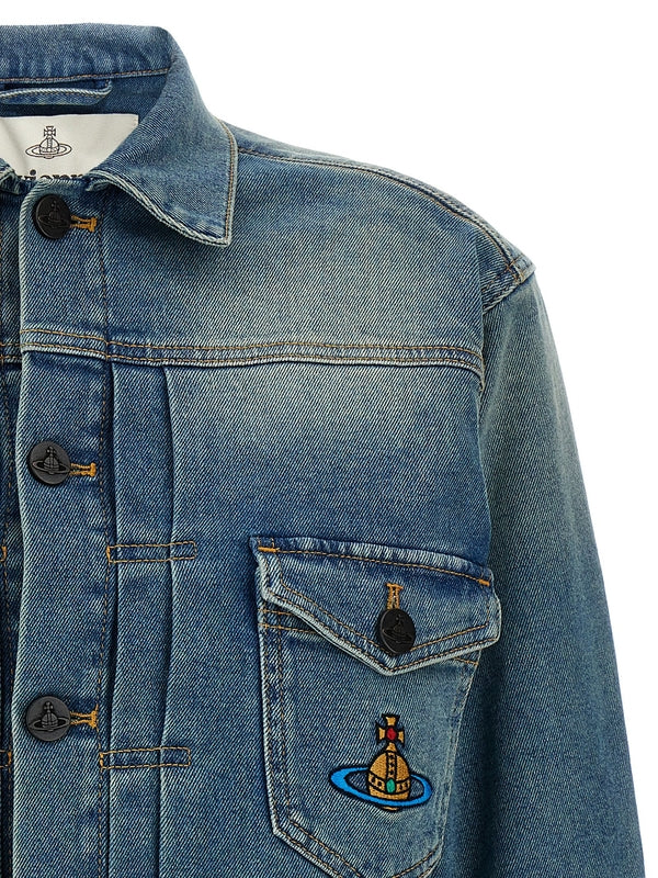 Orb Logo
  Embroidery Cropped Denim Jacket