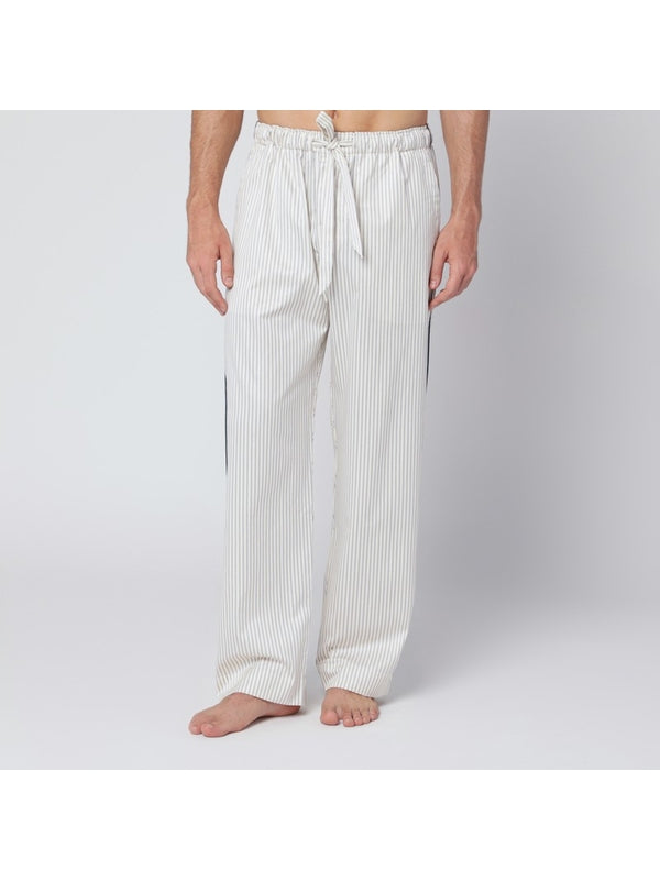Tekla White Striped Trousers