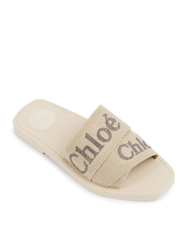 Woody Logo Linen Slide