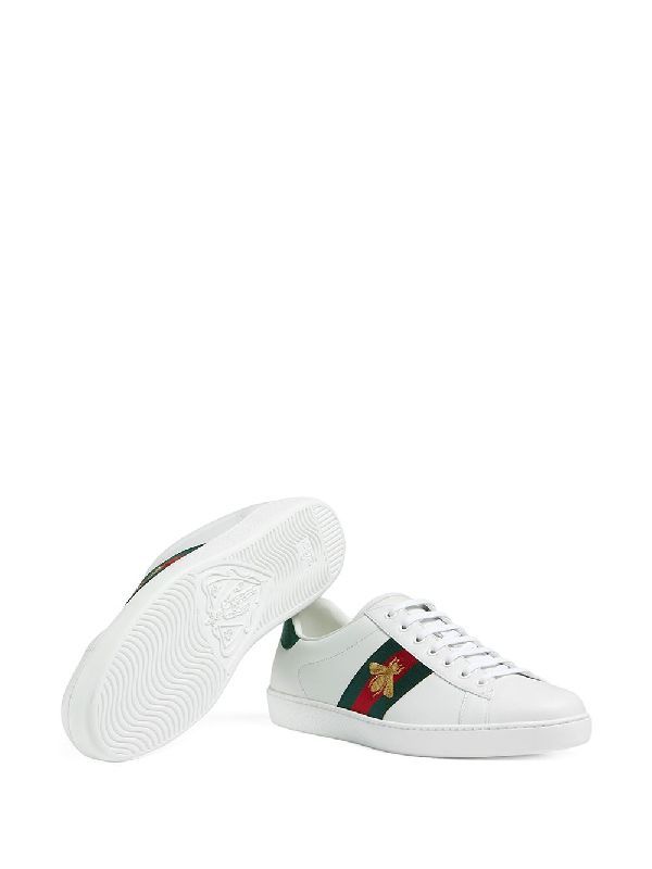 Ace Bee Embroidered Leather Sneakers