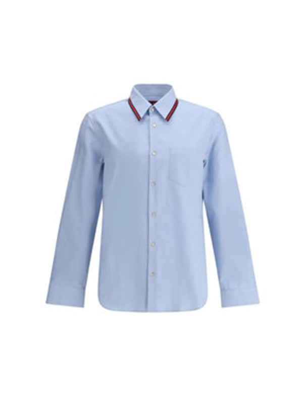 Web Detail Collar Cotton Shirt