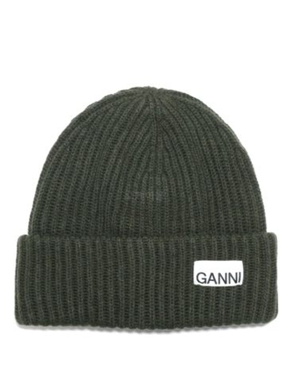 Logo Label Rib Wool Beanie