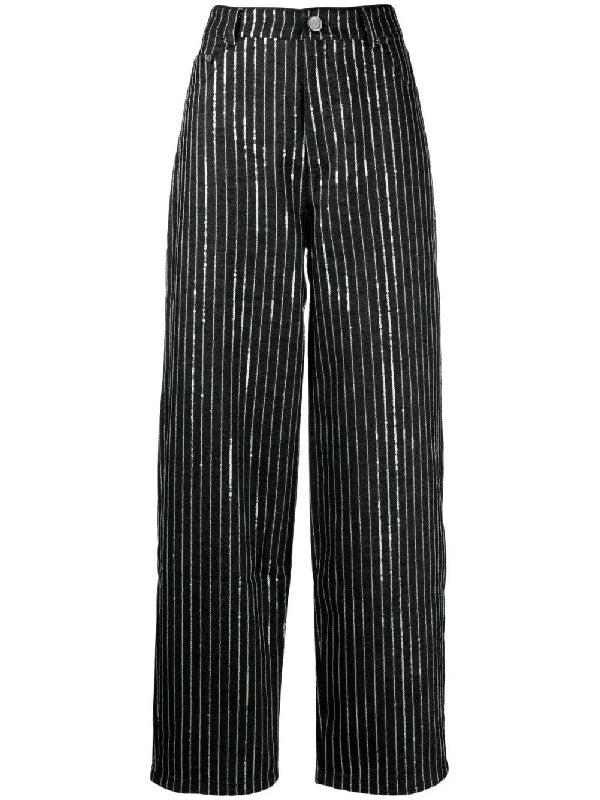 Sequin Stripe Wide Pants