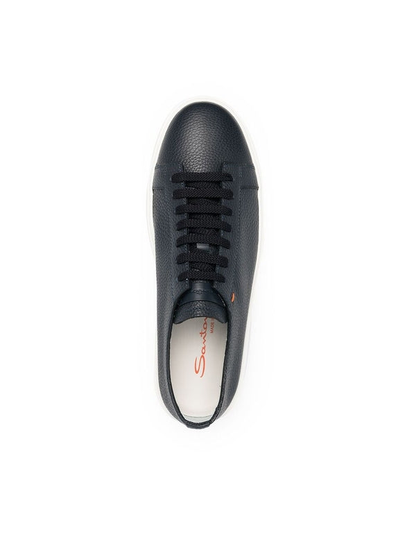 Pebble Leather Lace-Up Sneakers