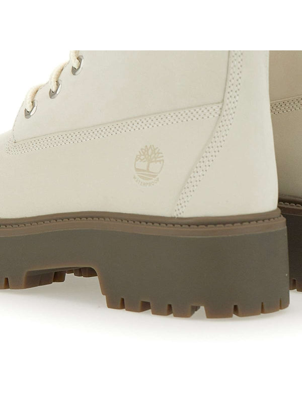 Timberland White Lace-Up Boots