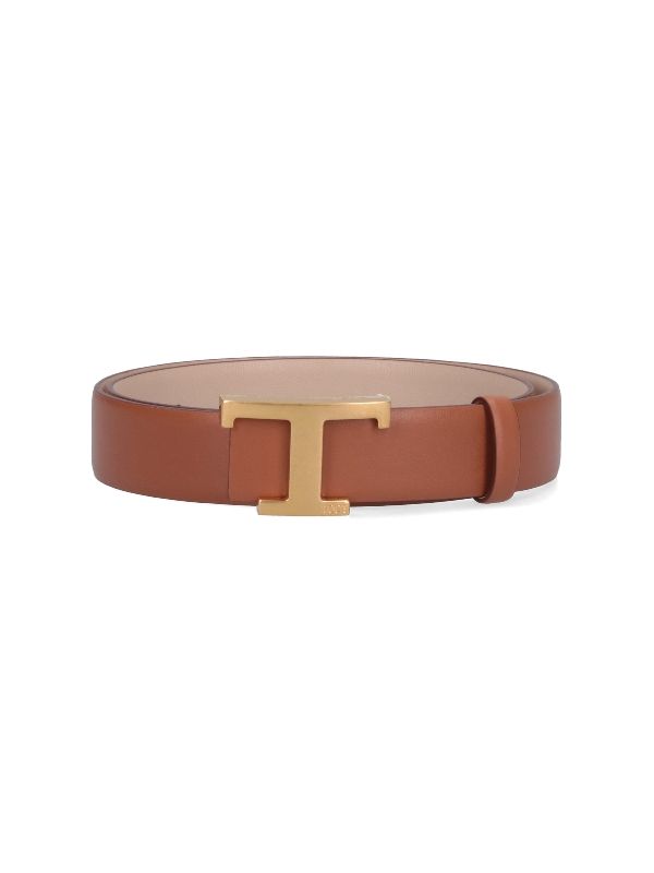 T Logo Leather Reversible Belt