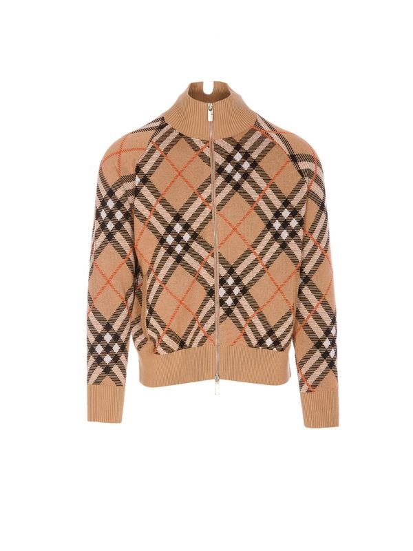 Vintage Check High Neck Zip-Up
  Cardigan