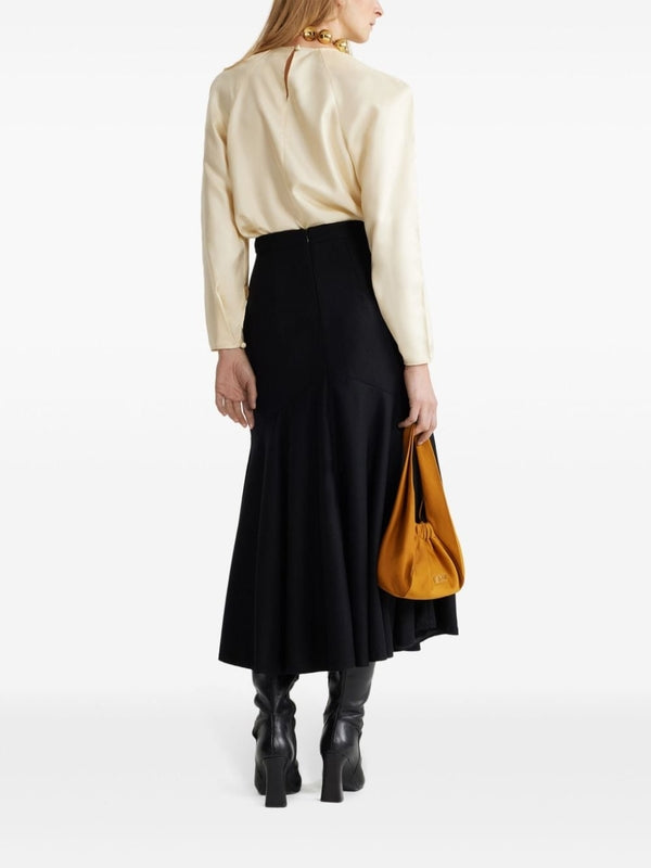 Black Wool Long Skirt