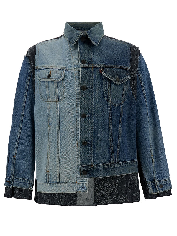 Patchwork Asymmetric Denim Jacket