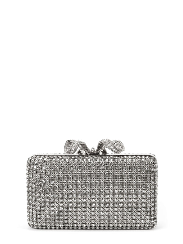 Crystal Bow Decorated Chain Clutch Bag