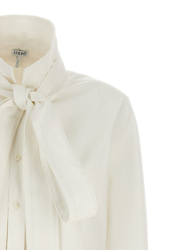 ボウネックコットンブラウス