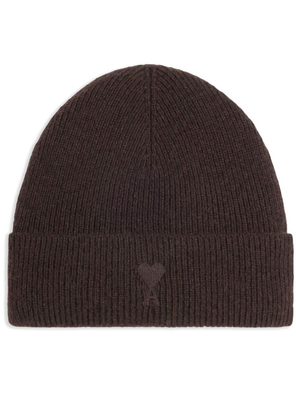 Heart Logo Embroidery Rib Beanie