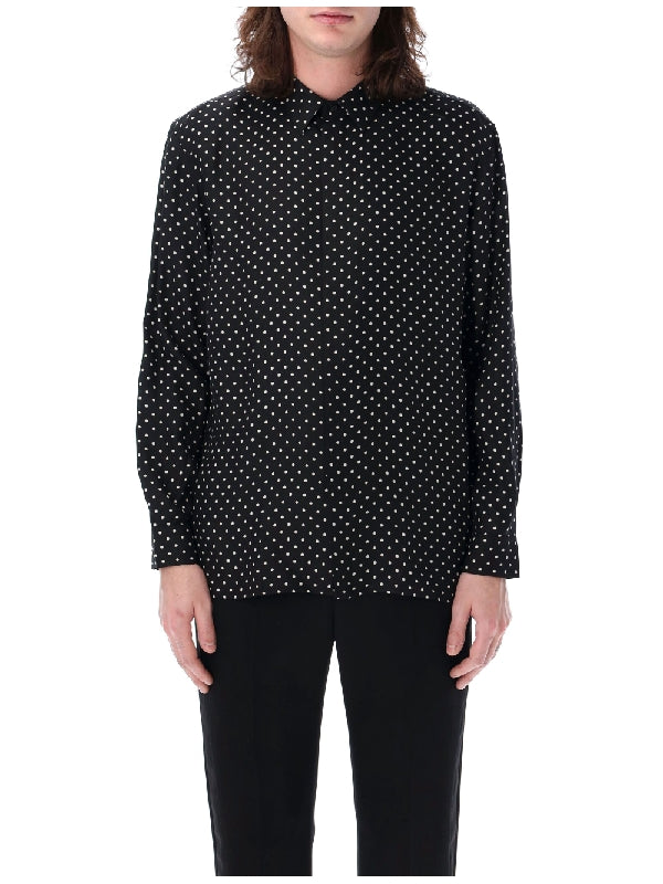 All Over Dot Pattern Silk Shirt