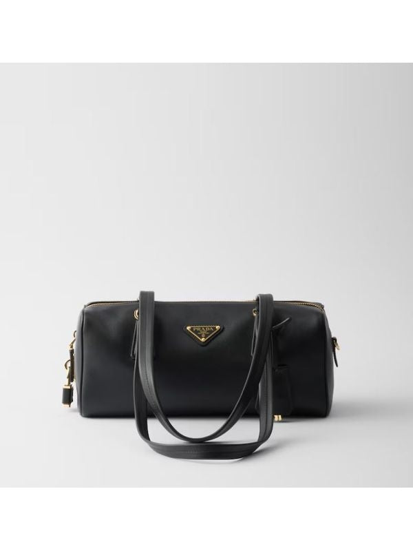 Triangular Logo Leather Medium Tote Bag