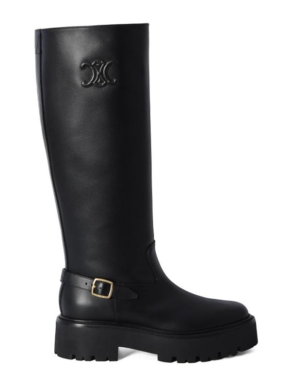 Triomphe Logo Buckle Leather High Boots