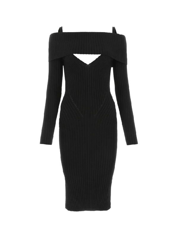 Cut-out Rib Knit Dress