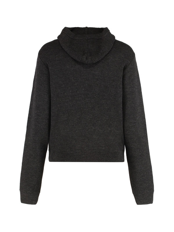 Alpaca Blend Knit Hoodie