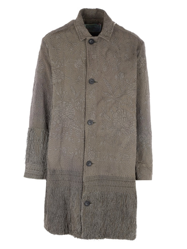 All-Over Pattern Fringe Coat