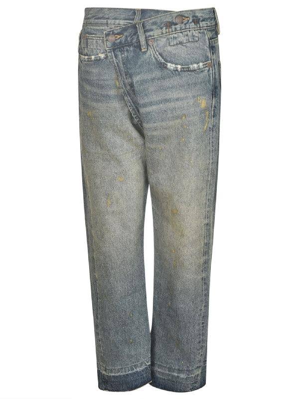 Crossover Waist Denim Pants