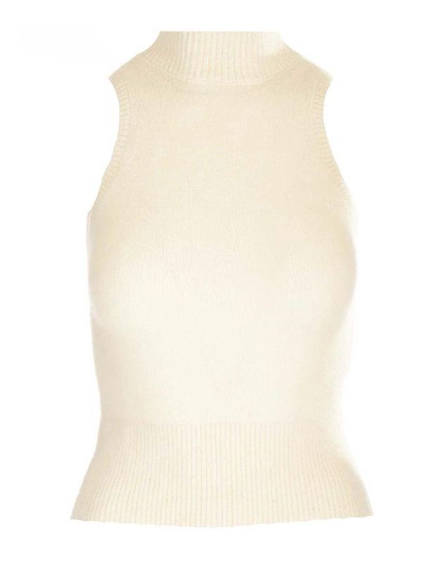 Alpaca Blend High Neck Sleeveless Knit