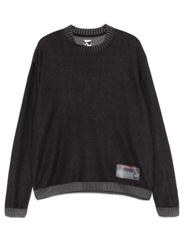 Logo Patch Ribbed Crewneck Sweatshirt