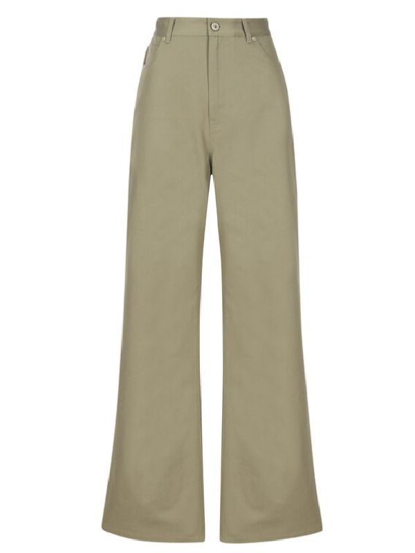 Logo Patch High Waist Cotton Pants