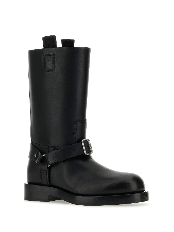 Buckle Harness Leather Boots