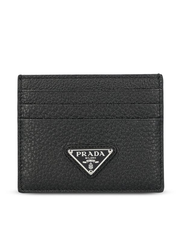 Triangle Logo Leather Card Wallet