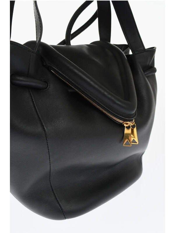 Black Leather Bucket Bag