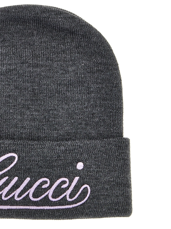 Logo Embroidered Wool Beanie