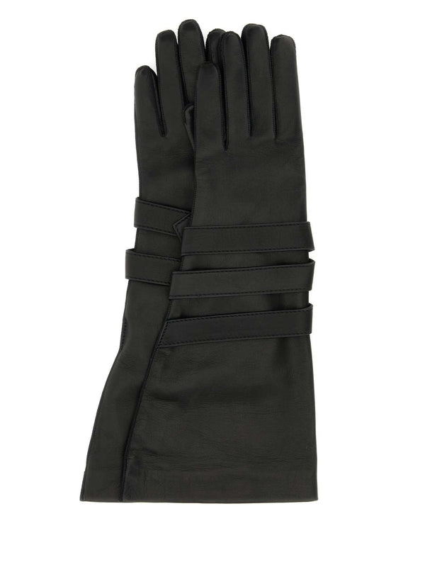 Logo Embossed Leather Gloves