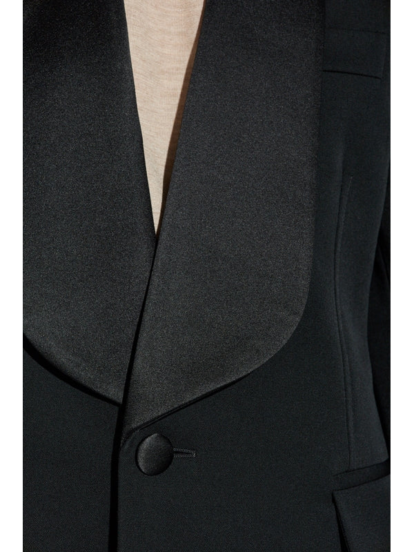 Satin Collar Detail Wool Jacket